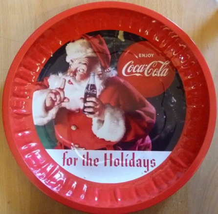 4039-2 € 4,00 coca cola ijzeren bord kerstman for the holiday ca 26 cm